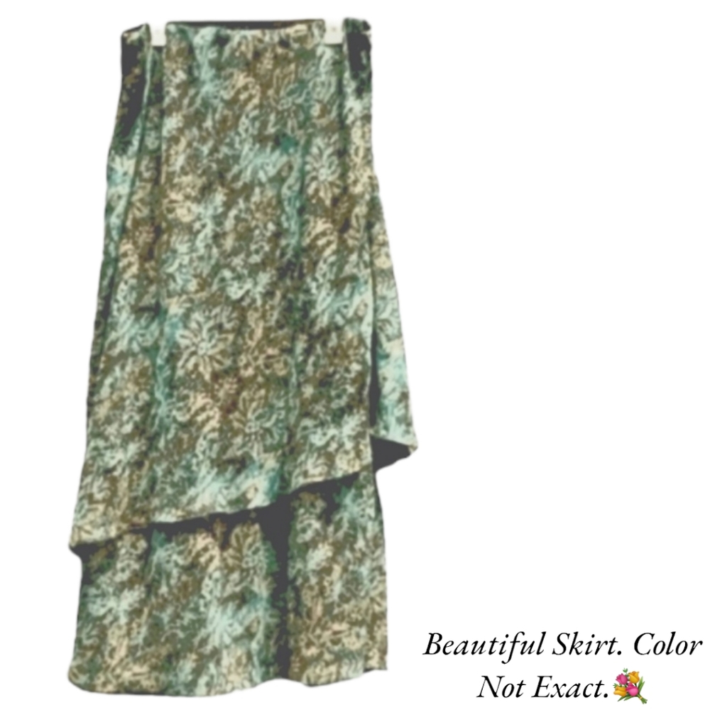 Cato Woman Assymetrical Tiered Abstract Floral Elastic Waistband Skirt 1…